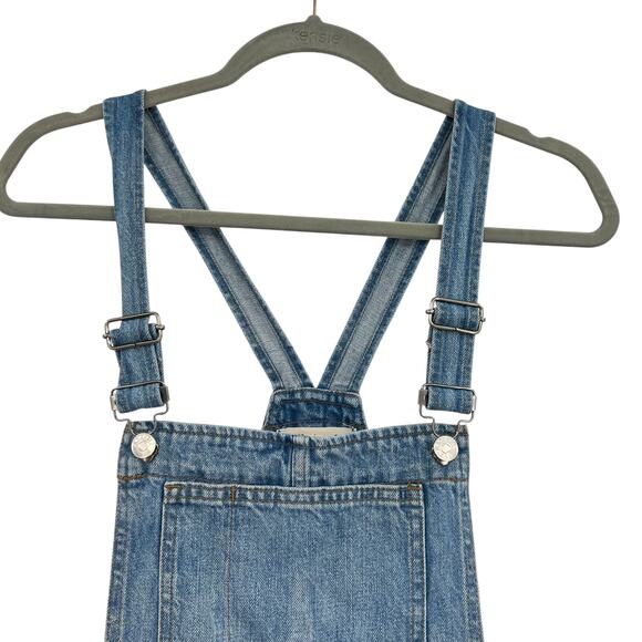 Madewell Adirondack Short Distressed Overalls Denim Medium Wash Blue Large - Picture 3 of 11